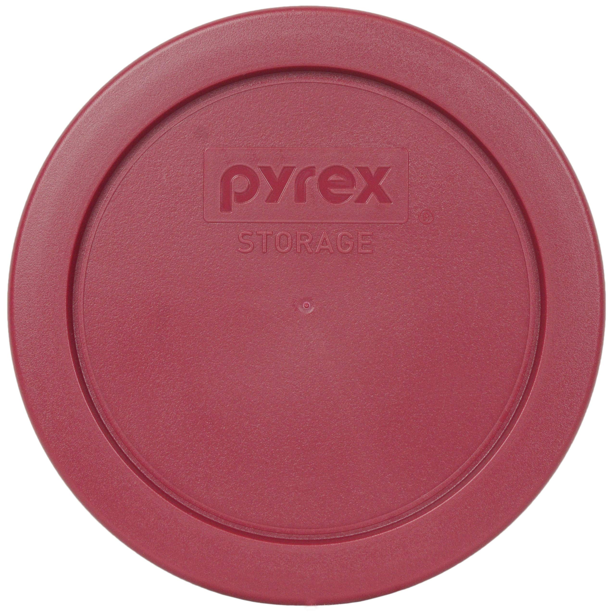 Pyrex (1) 7201-PC Puddle Gray & (1) 7200-PC Berry Red & (1) 7202-PC Bahama Sunset Orange Round Plastic Food Storage Replacement Lids, Made in USA