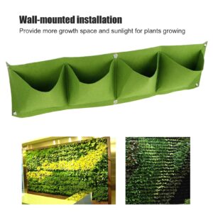 4Pcs Vertical Hanging Outdoor Wall Planter 4 Pocket Plant Grow Bag Wall Mounted Reusable Degradable Felt Garden Planter Herbs, Succulents Artificial Pl or Flowers. (Green)