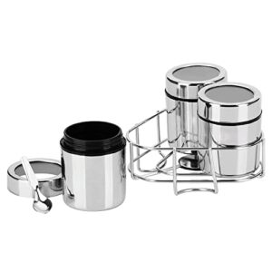 zindwear ; shop your style stainless steel spices and dry fruit & food storage round containers with stand and spoons