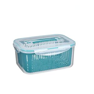gorwit fruit and vegetable storage container refrigerator berries vegetable washing kitchen vegetable dehydration with lid and strainable basket 5 size food grade safe bpa free,1300ml