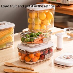 Refrigerator Organizer with Vacuum Food Storage Container Set (2) Free Vacuum Pump