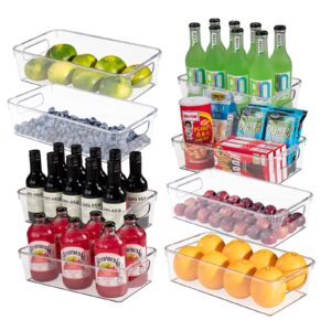 HOMER Set Of 14 Clear Plastic Refrigerator Organizer Bins and Fridge Storage Bins, Fridge Storage Containers, Perfect for Fridge Organizer, Kitchen Storage, and Cabin Organizer