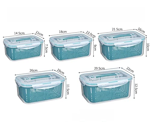 Fruit Storage Containers for Fridge, 5 Sizes, with Drain Basket and Lid, Suitable for Kitchen, Refrigerator Fruit and Vegetable Storage,XL/5800ML