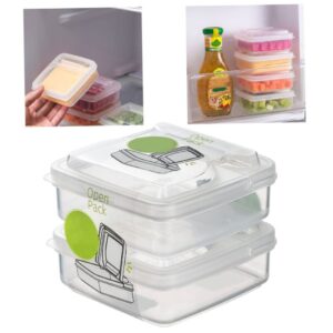 Fridge Cheese Container Butter Food Preservation Box Cheese Slice Box with Flip Lid 2pcs