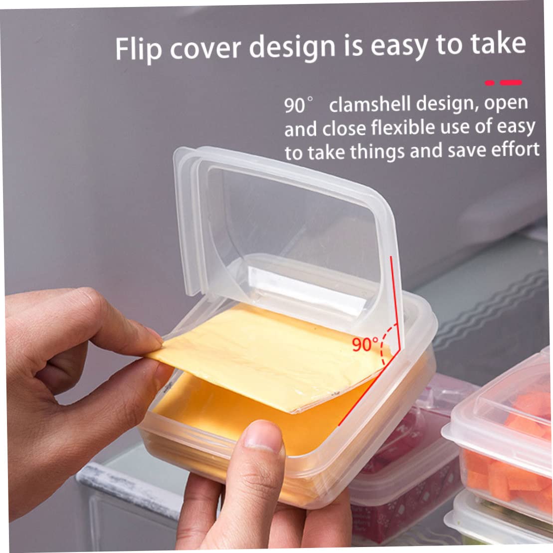 Fridge Cheese Container Butter Food Preservation Box Cheese Slice Box with Flip Lid 2pcs