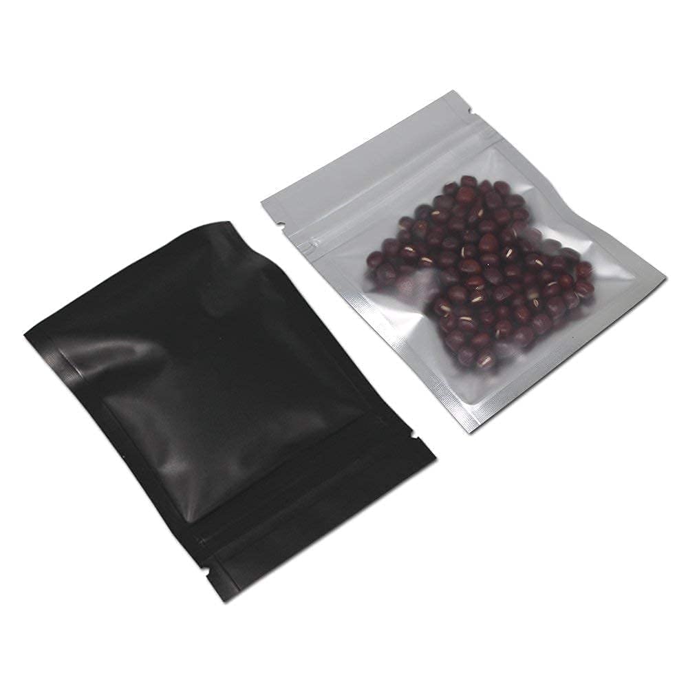 PABCK 300 Pack Matte Black Resealable Zipper Lock Food Storage Heat Seal Bags