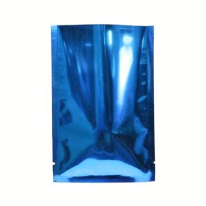 100x premium shiny blue mylar foil open top bags (6x9cm (2.3x3.5"))