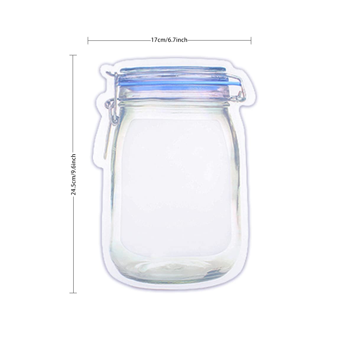 30Pcs Mason Jar Zipper Bags-Size：15 * 9.5cm- Reusable Airtight Seal Food Storage Bags for Kitchen,Camping,Travel By Amber&Sean(Large)