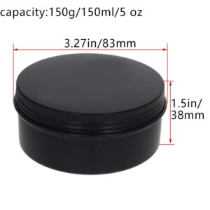 Auniwaig 10pcs 5 oz 150ml Round Aluminum Cans Tin Can Screw Top Metal Lid Containers DIY Tins Makeup Storage Box for Crafts Spices Candles Candies Tea Gift(Black)