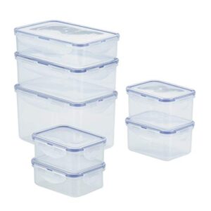 LocknLock Easy Essentials Food Storage lids/Airtight containers, BPA Free, 14 Piece - Rectangle, Clear