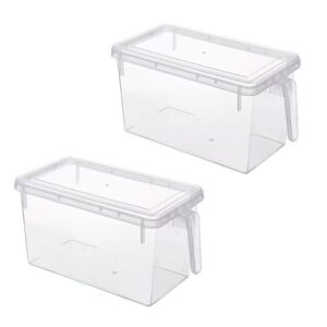 2 pack fridge organizer, stackable refrigerator clear organizer bins with lids bpa produce fruit storage containers for fridge pantry organization