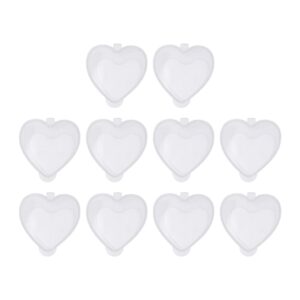 amosfun 100 pcs 50ml pp containers with lids for jello shot cups clay small heart shaped box boxes- plastic transparent heart shaped spice storage container with lid