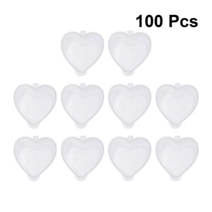 Amosfun 100 PCS 50ML PP containers with lids for jello shot cups clay small heart shaped box boxes- Plastic Transparent Heart Shaped Spice Storage Container with Lid