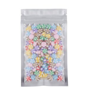 100 Assorted Translucent/Silver/Colored Flat Metallic Foil Zip Top Bags Pouch 8.5x13cm (3.3x5.1") (Gold)