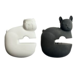 fox run silicone pot clip spoon rest, french and english bulldogs, set of 2, 2.75", white and black