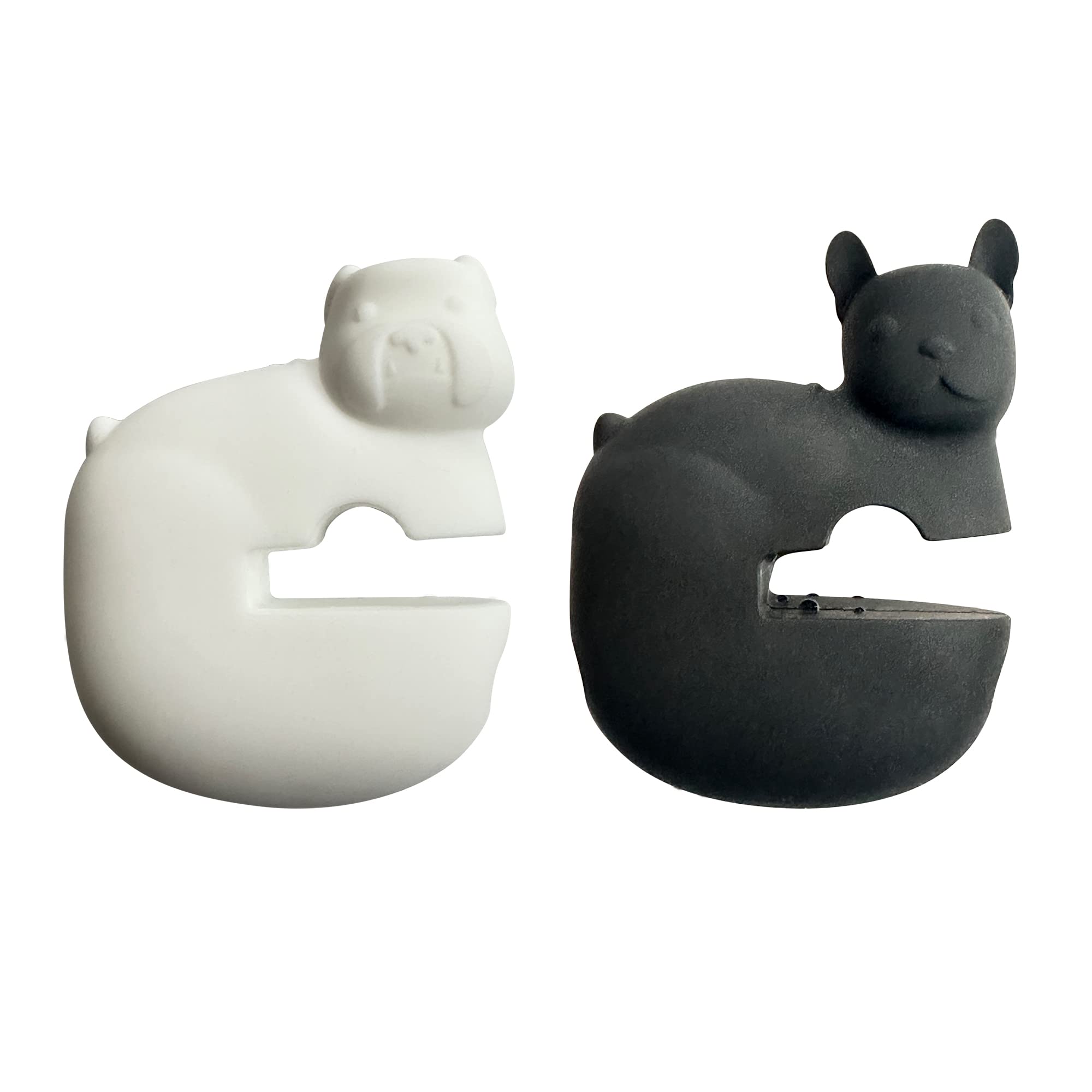 Fox Run Silicone Pot Clip Spoon Rest, French and English Bulldogs, Set of 2, 2.75", White and Black