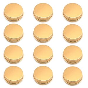 othmro 12pcs 0.5oz metal round tins aluminum tin cans containers with screw lid, 40 * 18mm(dxh) gold tin cans for salve, spices, lip balm, tea or candies 15ml