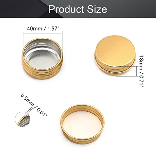 Othmro 12pcs 0.5oz Metal Round Tins Aluminum Tin Cans Containers with Screw Lid, 40 * 18mm(DxH) Gold tin cans for Salve, Spices, Lip Balm, Tea or Candies 15ml