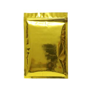 double-sided matte glossy colored flat foil quickqlick™ zip seal sample food safe packaging powdered storage bags (3.5oz, glossy gold)