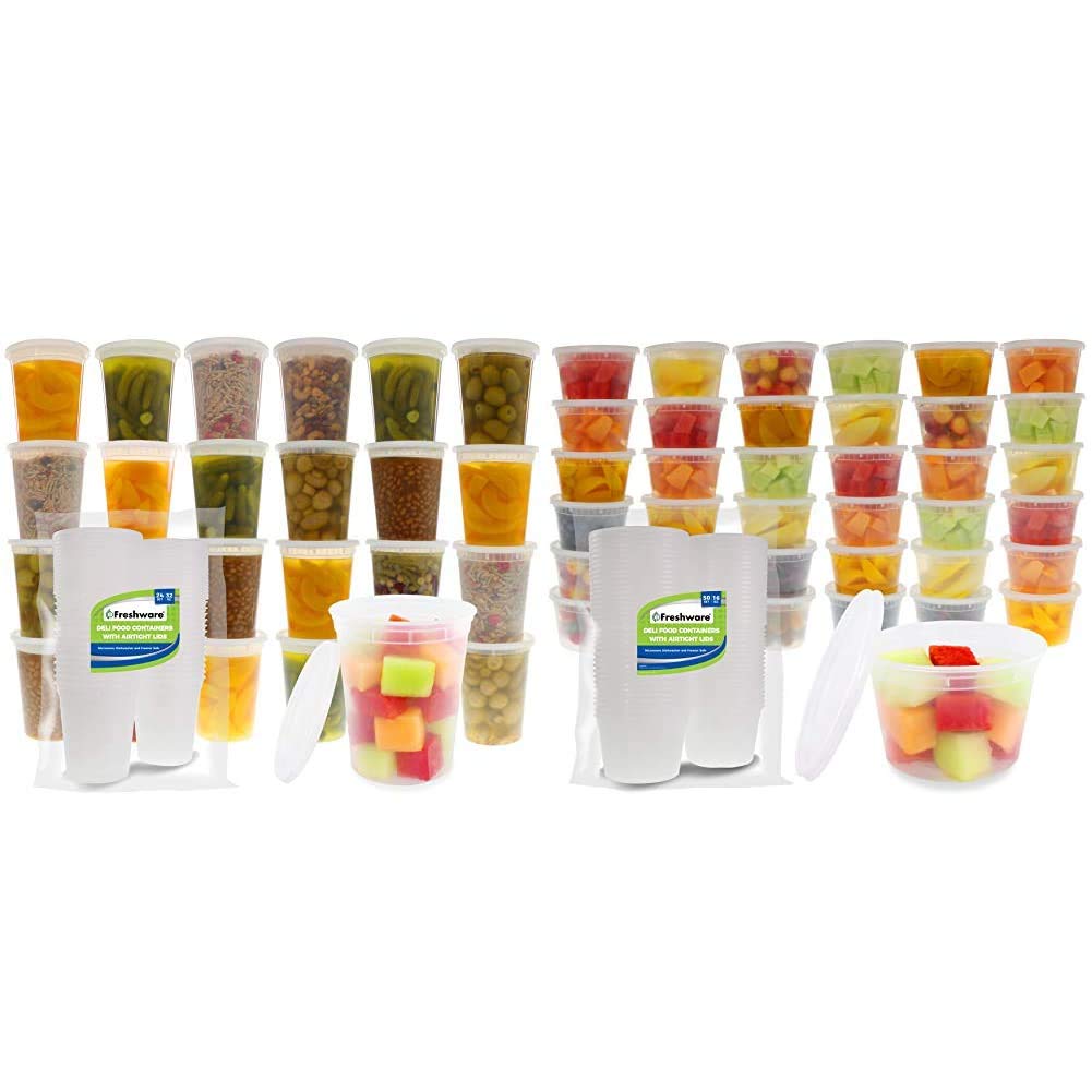 Freshware 32 oz and 16 oz Leakproof Food Storage Containers (24 + 50 Set)