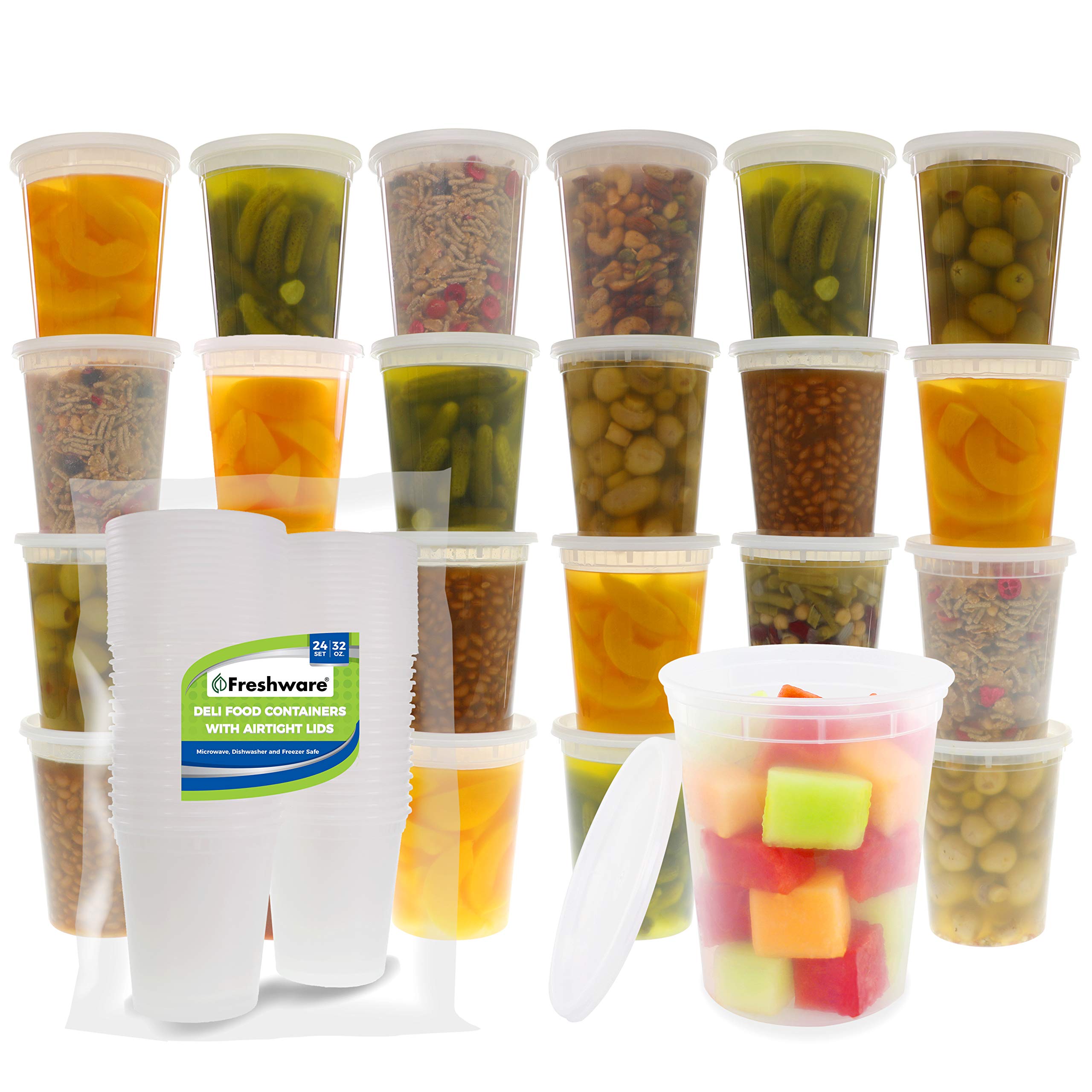 Freshware 32 oz and 16 oz Leakproof Food Storage Containers (24 + 50 Set)