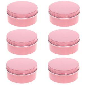 utoolmart 5 oz aluminum cans, 150ml round aluminum cans, screw lid metal storage tins containers, for lip balm, crafts, cosmetic, candles, candies, pink, 6 pcs