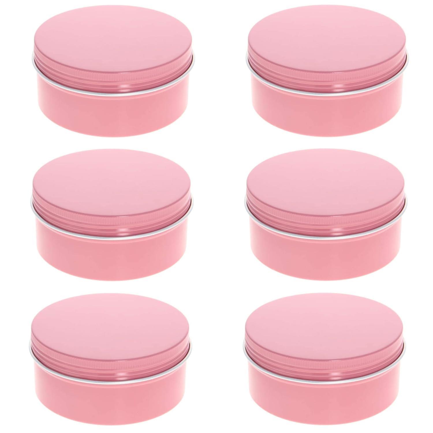 Utoolmart 5 oz Aluminum Cans, 150ml Round Aluminum Cans, Screw Lid Metal Storage Tins Containers, for Lip Balm, Crafts, Cosmetic, Candles, Candies, Pink, 6 Pcs