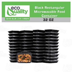 EcoQuality 32 oz Reusable Food Storage 15 Pack Containers with Lids Rectangular BPA Free Freezer, Microwave & Dishwasher Safe – Airtight & Watertight Stackable, Lunch Meal Prep, To-Go, Bento Box