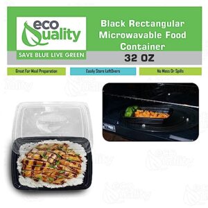 EcoQuality 32 oz Reusable Food Storage 15 Pack Containers with Lids Rectangular BPA Free Freezer, Microwave & Dishwasher Safe – Airtight & Watertight Stackable, Lunch Meal Prep, To-Go, Bento Box