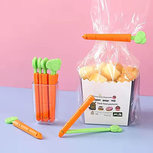 5 PCS Seal Pour Food Storage Bag Clip, Plastic Carrot Chip Food Clips, Kitchen Snack Clips.