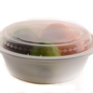 EcoQuality Meal Prep Containers [10 Pack] White Round Bowls with Lids, Food Storage Bento Box, Microwavable,Premium,Stir Fry | Lunch Boxes | BPA Free | Freezer/Dishwasher Safe | Disposable (16 oz)