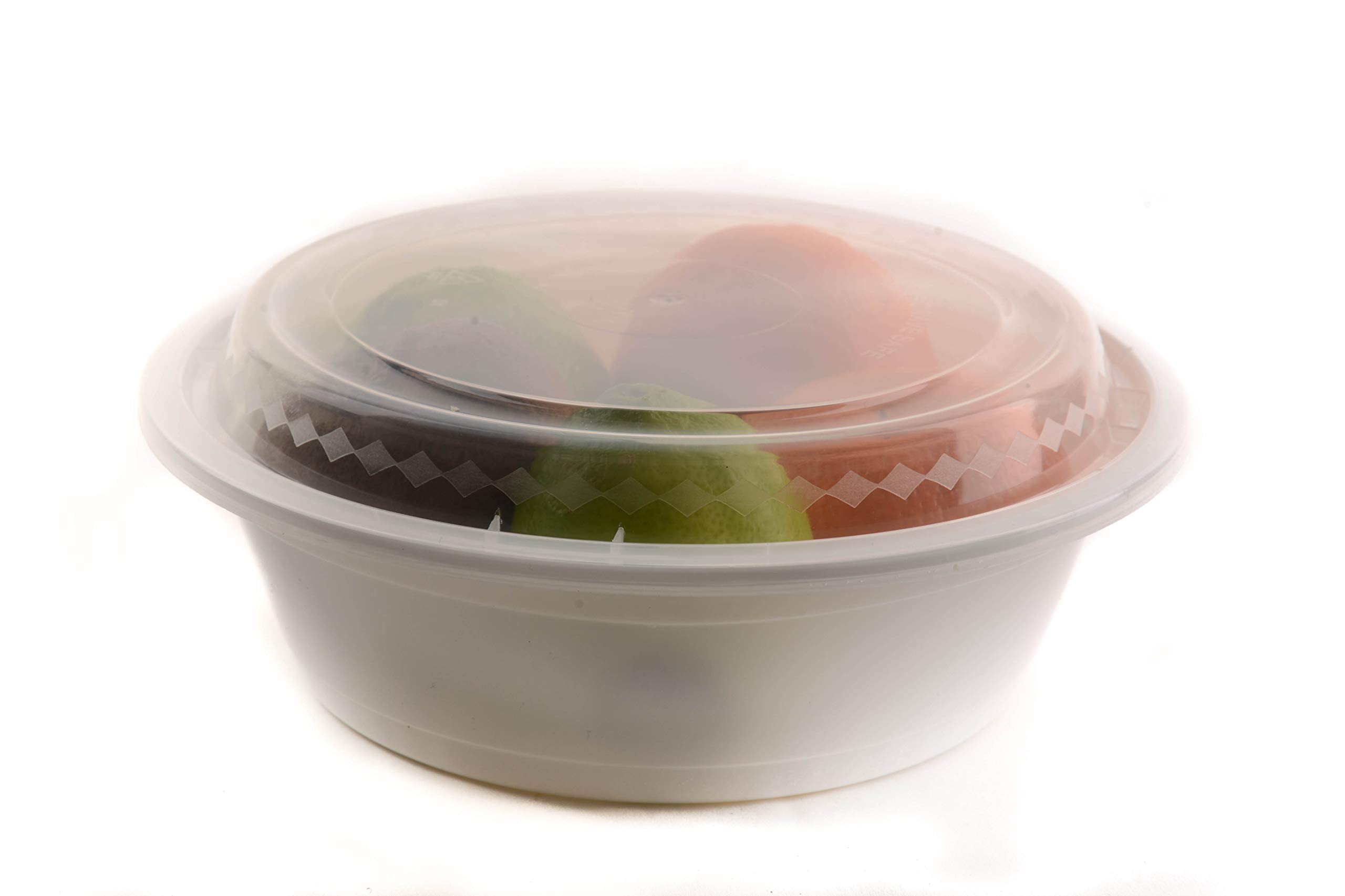 EcoQuality Meal Prep Containers [10 Pack] White Round Bowls with Lids, Food Storage Bento Box, Microwavable,Premium,Stir Fry | Lunch Boxes | BPA Free | Freezer/Dishwasher Safe | Disposable (16 oz)