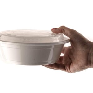 EcoQuality Meal Prep Containers [10 Pack] White Round Bowls with Lids, Food Storage Bento Box, Microwavable,Premium,Stir Fry | Lunch Boxes | BPA Free | Freezer/Dishwasher Safe | Disposable (16 oz)