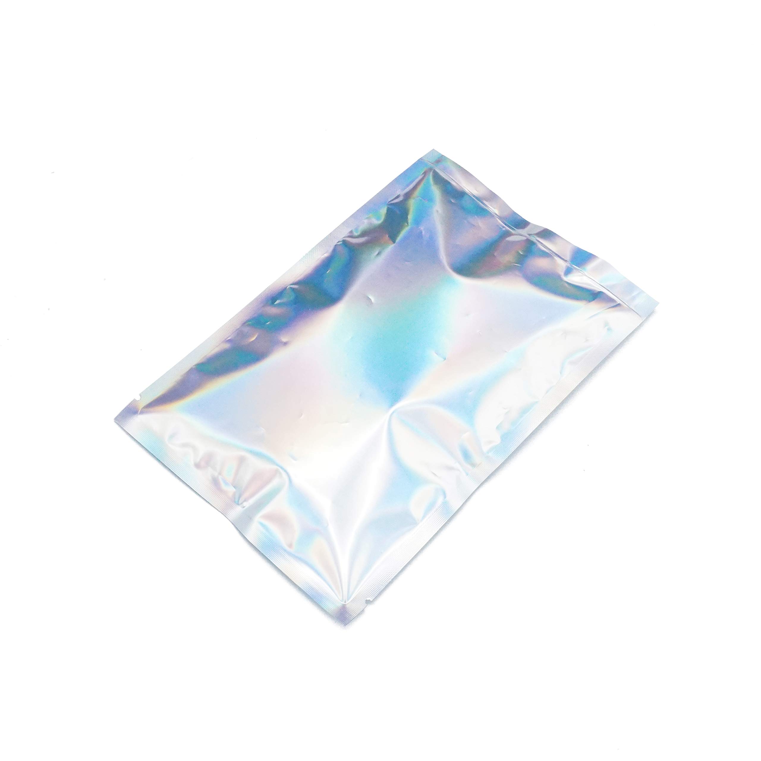 QQ Studio 100 PCS Metallic Mylar Foil Open Top Sealable Bags (6x9cm (2.3x3.5"), 100x Holographic)