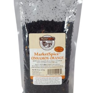 Market Spice Cinnamon Orange Loose Leaf Tea, 8 oz. Package With Brewing And Storage Instructions. (Cinnamon-Orange 8 oz.)