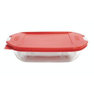 anchor hocking truefit cake dish with cherry lid, 8", clear