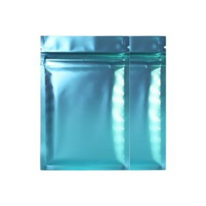 qq studio 100 double-sided metallic color foil quickqlick™ resealable flat packaging pouch bags (matte blue, 3.25" x 5")
