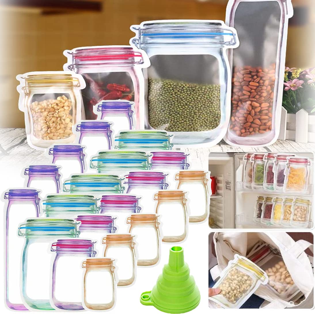 2023New Reusable Mason Bottle Ziplock Bags,Reusable Mason Jar Ziplock Bags,Mason Jar Bottle Bags,Reusable Mason Bottle Ziplock Bags Set Of 10/20/40/80 (20PCS)