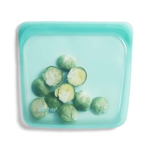 Stasher Reusable Silicone Storage Bags, Food Storage Containers, Microwave and Dishwasher Safe, Leak-free (Mini, Aqua) and (Sandwich, Aqua)