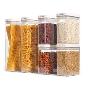 comsaf airtight food storage container set of 6 (61 oz/ 27 oz), bpa-free large plastic food storage canister, kitchen pantry organization and storage jar for spaghetti, coffee, sugar, flour, cereal