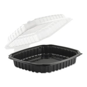 anchor 4669911 culinary basics microwavable container, 36 oz, clear/black, 100/carton