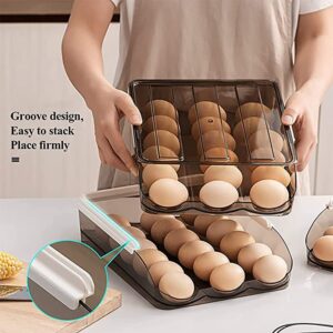 ZYDZ Automatic Rolling Egg Holder for Refrigerator, Fridge Organizers and Storage Space Saver Tray Container Bins Box (Two Layers)