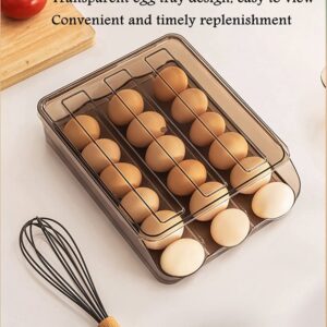 ZYDZ Automatic Rolling Egg Holder for Refrigerator, Fridge Organizers and Storage Space Saver Tray Container Bins Box (Two Layers)