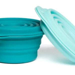 Core Home 12 oz. Round Collapsible Silicone Food Storage Containers with Lids, Set of 2, Blue