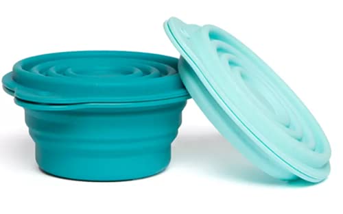 Core Home 12 oz. Round Collapsible Silicone Food Storage Containers with Lids, Set of 2, Blue