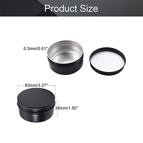 Othmro 1Pcs Round Aluminum Cans Tin Can Screw Top Metal Lid Containers 150ml/5 oz, 83 * 38mm (D*H) Black Color Aluminum Containers for Lip Balm, Crafts, Cosmetic, Candles