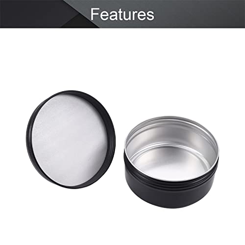 Othmro 1Pcs Round Aluminum Cans Tin Can Screw Top Metal Lid Containers 150ml/5 oz, 83 * 38mm (D*H) Black Color Aluminum Containers for Lip Balm, Crafts, Cosmetic, Candles