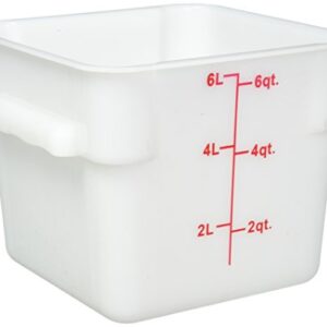 Winco Square Storage Container, 6-Quart, White