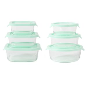 martha stewart 12 piece storage borosilicate glass container set w/snap martha blue lids