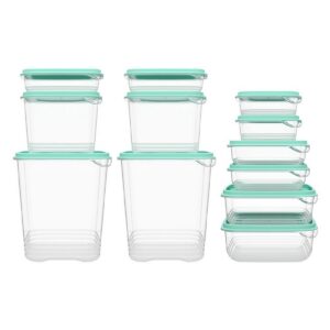 12 piece plastic food storage container sets with lids airtight, bpa free premium reusable plastic, meal prep container kitchen sets